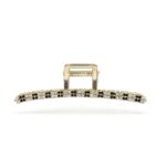 Midnight Bloom Hair Claw Clip – Gold Curved Claw Clip with Black & White Crystal Flowers