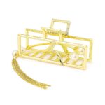 Golden Drape Charm Hair Claw Clip – Open Frame Pearl Dangler Claw Clip