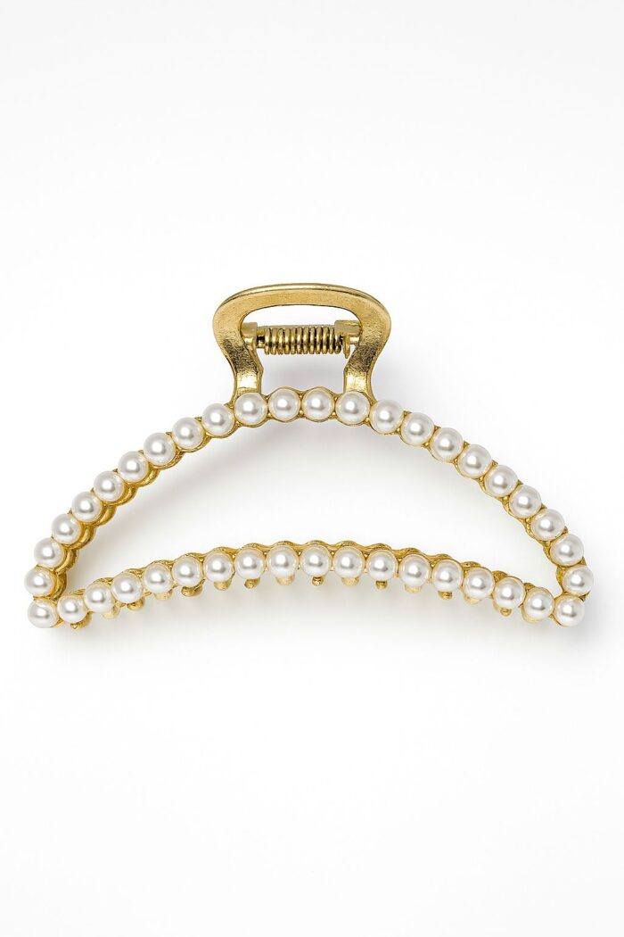 Pearl Whisper – Arc Claw Clip with Pearl Embellishment - Image 1