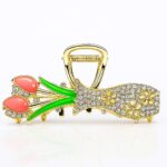 Blossom Embrace – Tulip Bouquet Claw Clip with Crystal & Enamel Detailing