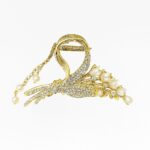 Lily Whisper – Pearl & Crystal Floral Claw Clip with Dangling Accent