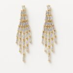 Golden Drape – Chandelier Earrings with Baguette-Cut White Zirconia