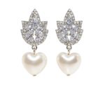 Royal Heart – Drop Earrings with Marquise-Cut Zirconia & Pearl Heart Charm
