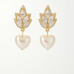 Golden Empress – Drop Earrings with Marquise-Cut Zirconia & Heart Pearl Charm