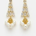 Aurora Bloom – Cluster Drop Earrings with Baguette-Cut Zirconia & Pearl Bunch