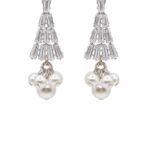 Snowdrop Bloom – Cluster Drop Earrings with Baguette-Cut Zirconia & Pearl Bunch