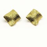 Sculpted Luxe – Anti-Tarnish Textured Gold-Tone Stud Earrings