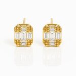 Golden Prism – Baguette Cubic Zirconia Stud Earrings
