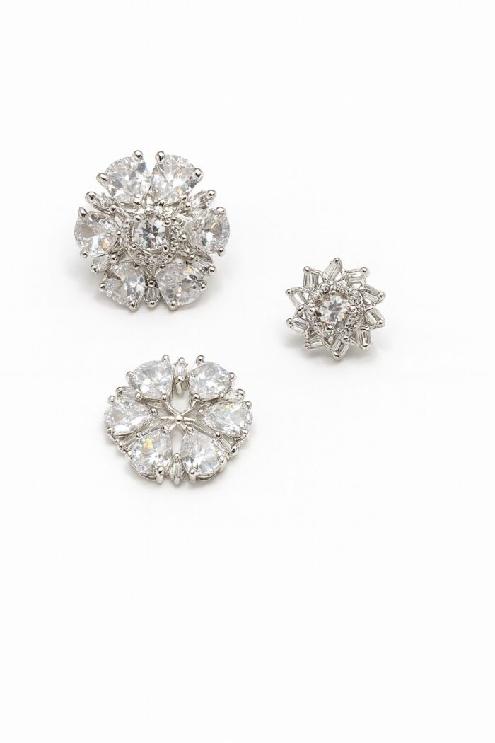 Celestial Bloom – Cubic Zirconia Trio Stud Set 2 in 1 - Image 1