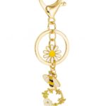 Honey Bloom – Pearl & Enamel Stone Bee Charm Keychain