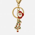 Festive Cheer – Enamel Santa & Christmas Tree Holiday Keychain