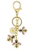 Blooming Hive – Crystal Stone Bee & Daisy Charm Keychain - Image 2