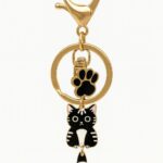 Midnight Whiskers – Enamel Cat & Paw Charm Keychain