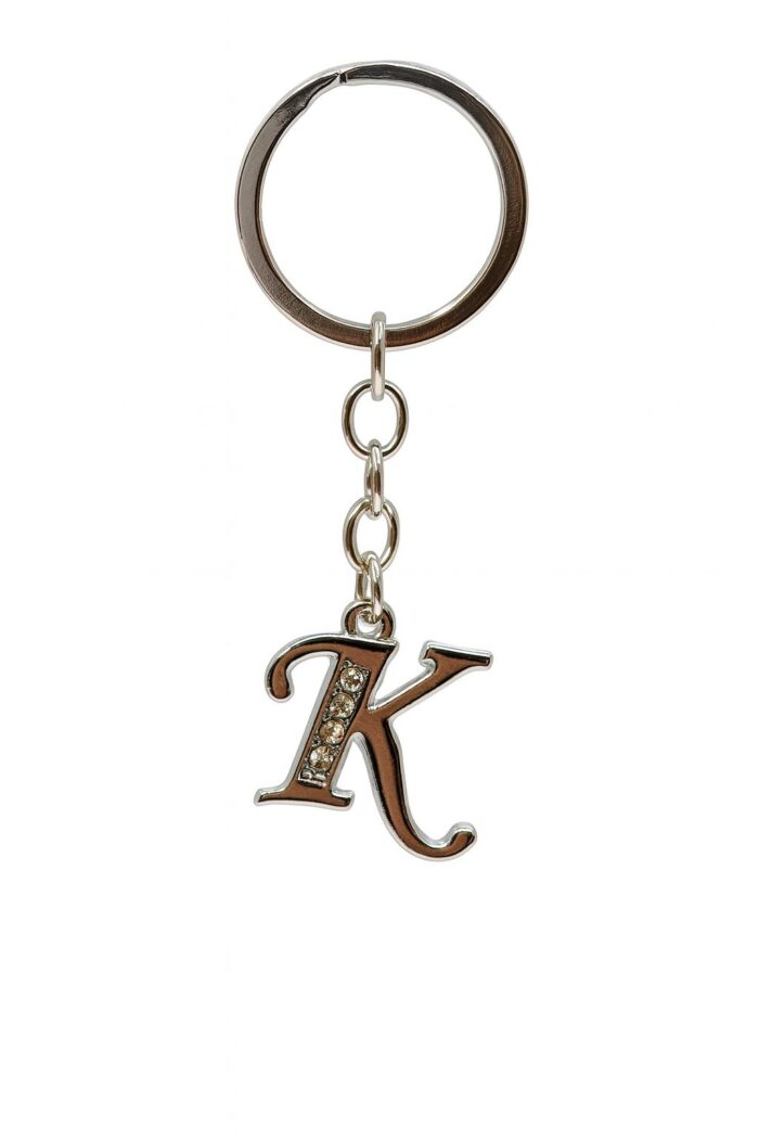 Initial Spark – Crystal Stone Letter ‘K’ Keychain - Image 1