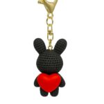 Love Plush – Black Bunny with Red Heart Keychain