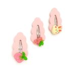Berry Bunny Bliss – Pink Scallop Snap Clip Set (3 Pcs)