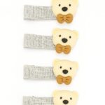 Bowtie Bear Charm – Beige Alligator Clip Set (4 Pcs)
