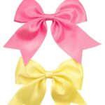 Blush & Bloom Satin Bows – Set of 2 (Pink & Lemon)