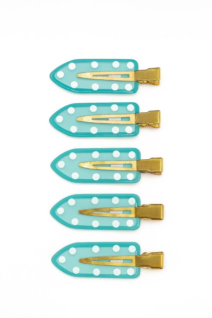 Minty Polka Snap Clips – Set of 4 - Image 1