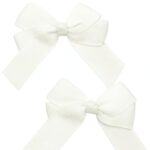 Classic Ivory Grosgrain Hair Bows – Set of 2