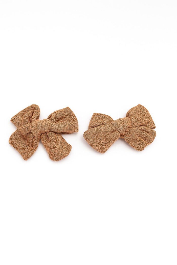 Rustic Charm Fabric Bow Clip Set – Set of 3 - Image 1