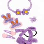 Lavender Bunny Garden – 8-Piece Hair Accessories Set