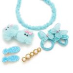 Blue Frost Charm – 7-Piece Hair Accessory Set with Headband, Clips, and Hair Ties