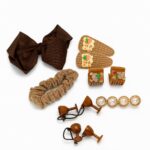 Cocoa Charm – 8-Piece Hair Accessory Set with Bow Clip, Snap Clips, Claw Clips, Hair Ties, Scrunchie & Pearl Barrette