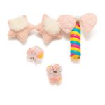 Candy Cloud Sparkle – 5-Piece Hair Accessory Set with Star Clips, Curling Wand, and Flower Claws