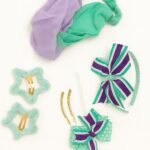 Mint & Mauve Whimsy – 8-Piece Hair Accessory Set with Chiffon Headband, Polka Dot Ribbon Bow Clips, Star Hair Clips, Gold Hairpins & Padded Hairband