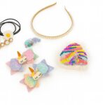 Pastel Sparkle Garden – 5-Piece Hair Pins Set with Unicorn Bow Clips, Floral Hair Ties, Glitter Snap Clips, Rainbow Fur Pin & Pearl Headband