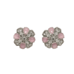Blush Bloom – Floral Stud Earrings with Pink Cat Eye & Zircon Petals